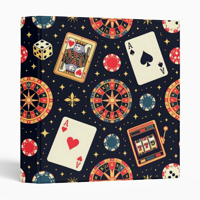 Casino pattern theme on black binder (Front/Spine)