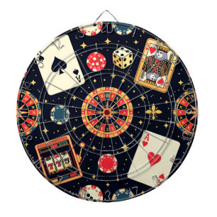 Casino pattern theme on black dartboard