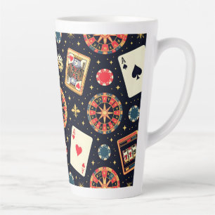 Casino pattern theme on black latte mug
