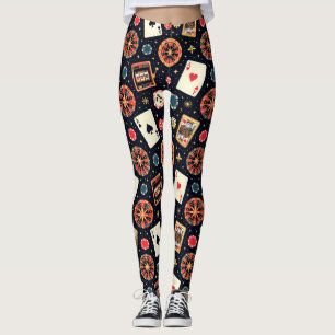 Casino pattern theme on black leggings