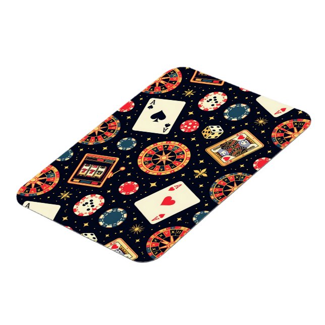 Casino pattern theme on black magnet (Left Side)