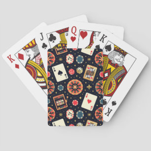 Casino pattern theme on black playing cards