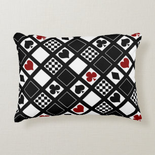 Casino playing cards suits hearts crosses clubs sp accent pillow