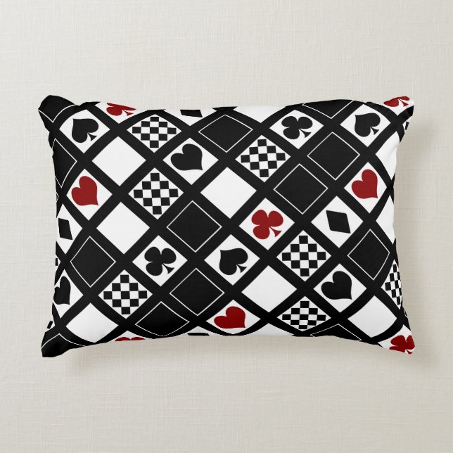 Casino playing cards suits hearts crosses clubs sp accent pillow (Front)