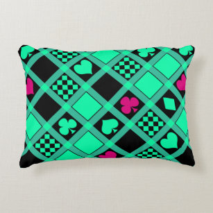 Casino playing cards suits hearts crosses clubs sp accent pillow