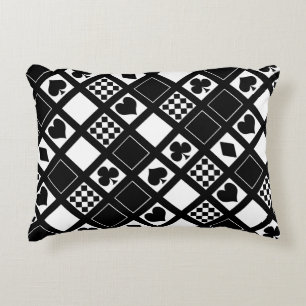 Casino playing cards suits hearts crosses clubs sp accent pillow