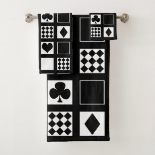 Casino playing cards suits hearts crosses clubs sp bath towel set