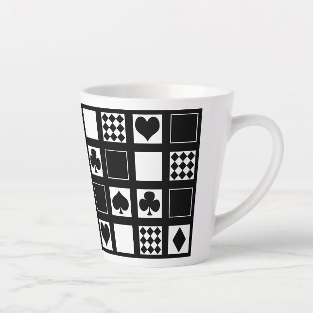 Casino playing cards suits hearts crosses clubs sp latte mug (Right)