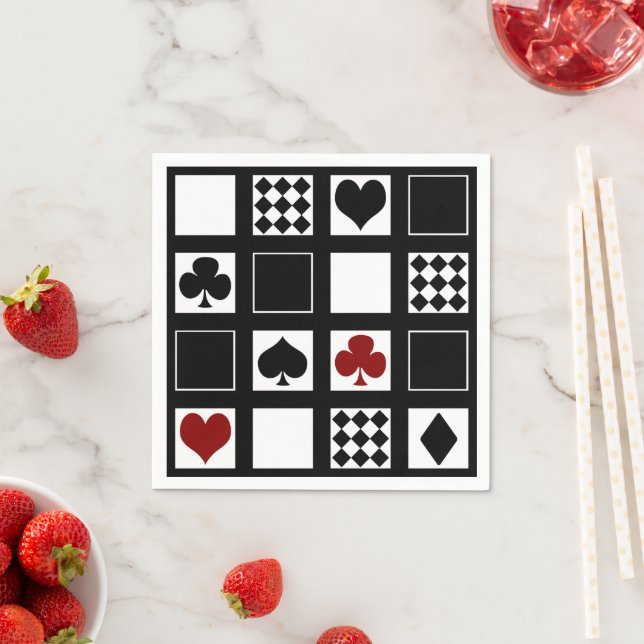 Casino playing cards suits hearts crosses clubs sp napkin (Insitu)