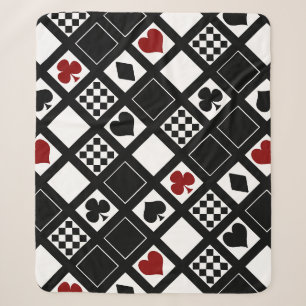 Casino playing cards suits hearts crosses clubs sp sherpa blanket