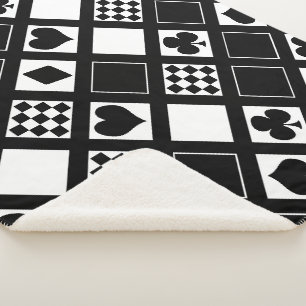 Casino playing cards suits hearts crosses clubs sp sherpa blanket