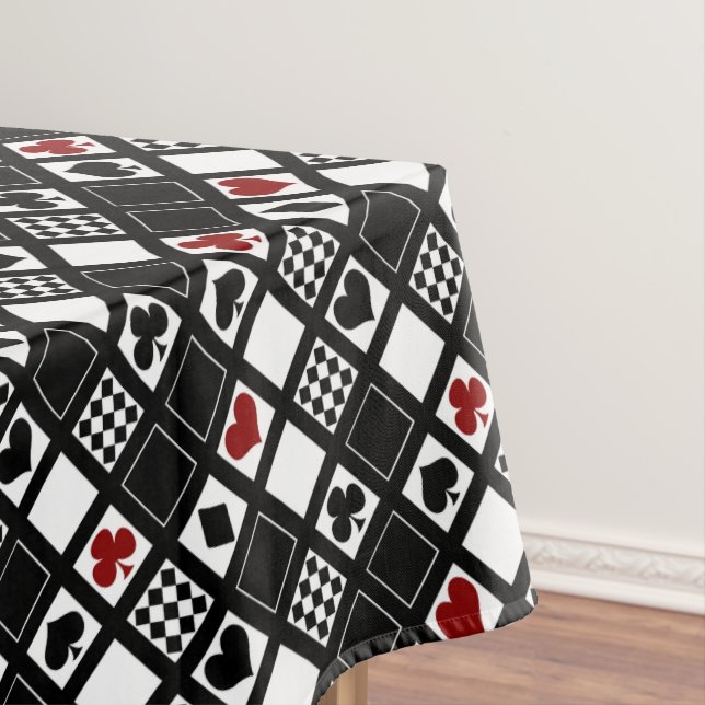 Casino playing cards suits hearts crosses clubs sp tablecloth (In Situ)