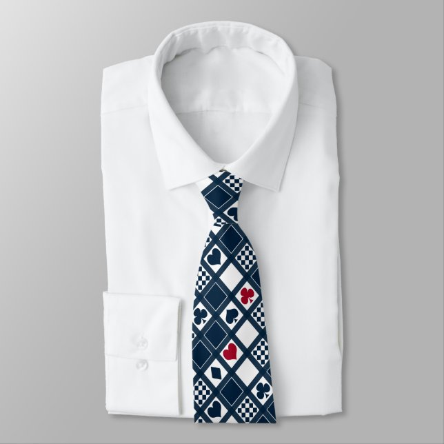 Casino playing cards suits hearts crosses clubs  tie (Tied)