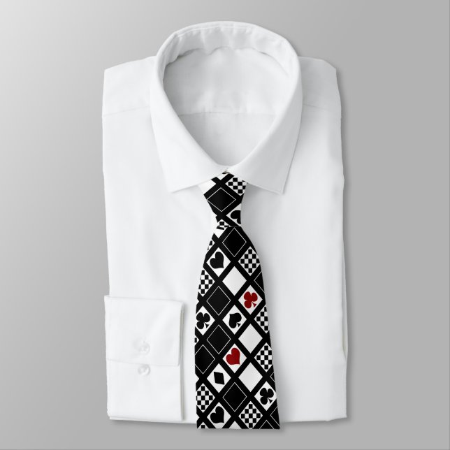 Casino playing cards suits hearts crosses clubs  tie (Tied)