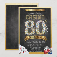 Casino Poker 80th Birthday Invitation
