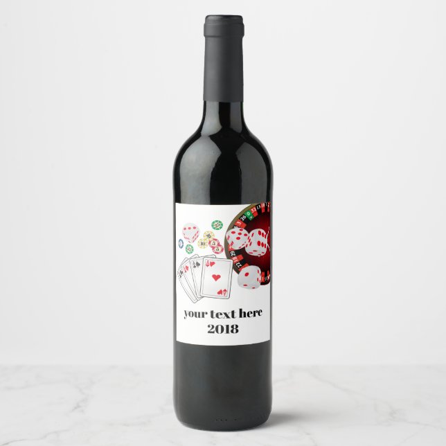 casino, poker, adult, wine,  wine label, sticker (Front)