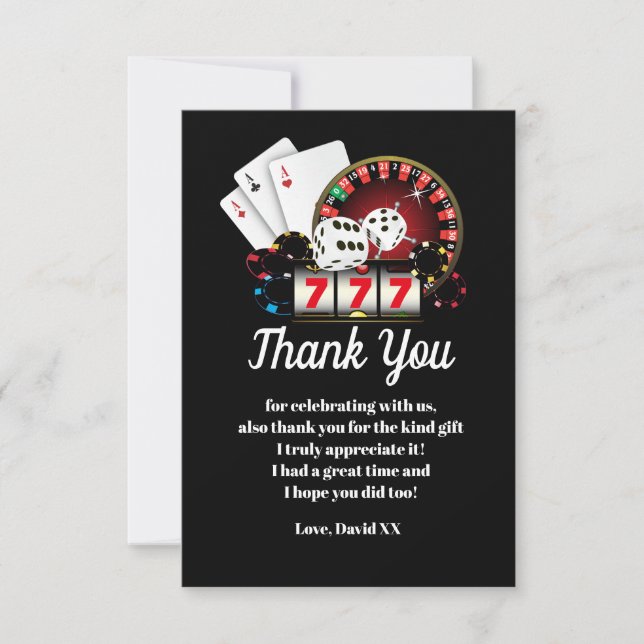 casino, poker, adulte, carte de remerciements (Devant)