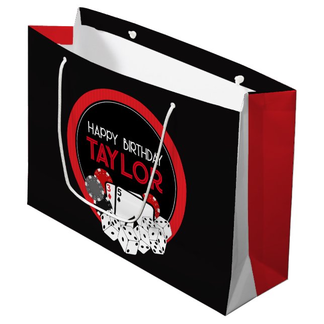 Casino Poker Anniversaire Sac cadeau (Devant Angle)