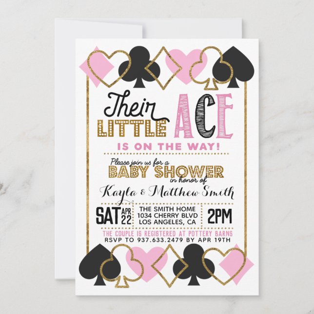 Casino Poker Bébé Coed Douche Invitation (Devant)