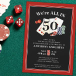 Casino Poker Birthday Party Any Age Invitation<br><div class="desc">Custom age casino or poker party themed birthday party invitation featuring playing cards, dice and poker chips and an editable age in black, red and white. ASSISTANCE: For help with design modification/personalization, colour change, transferring the design to another product or if you would like coordinating items, contact the designer BEFORE...</div>