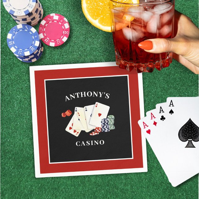 Casino Poker Card Party Personalized Napkin (Creator Uploaded)