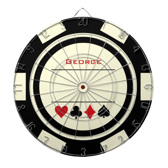 Casino Poker Chip Black Off-White Vegas Dartboard (Front)