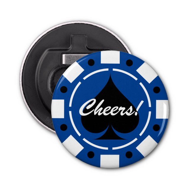 Casino poker chip bottle opener with custom text (Front)