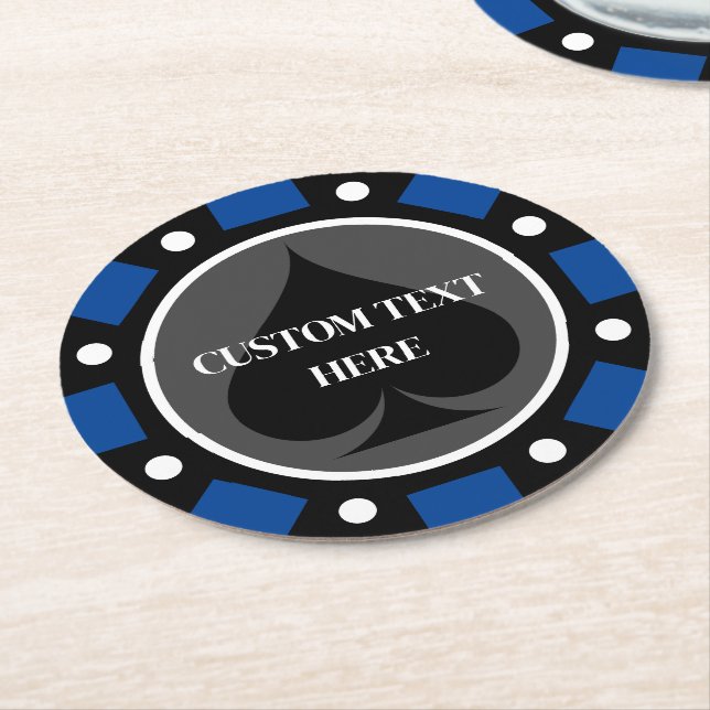 Casino poker chip coasters with custom design (Angled)