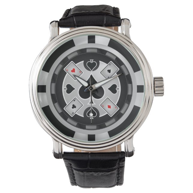 Casino Poker Chip Wall Clock Watch (Front)