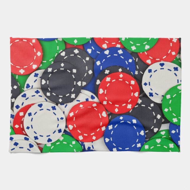 Casino poker chips kitchen towel (Horizontal)