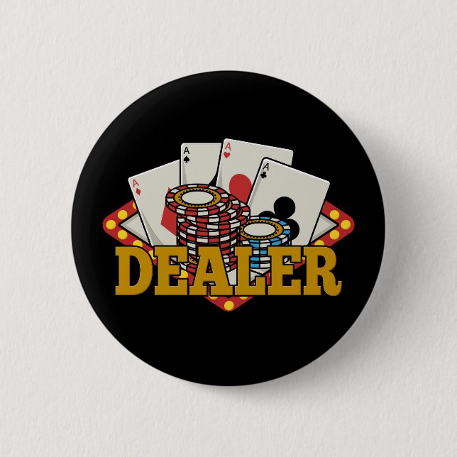 Casino Poker Dealer 2 Inch Round Button (Front)
