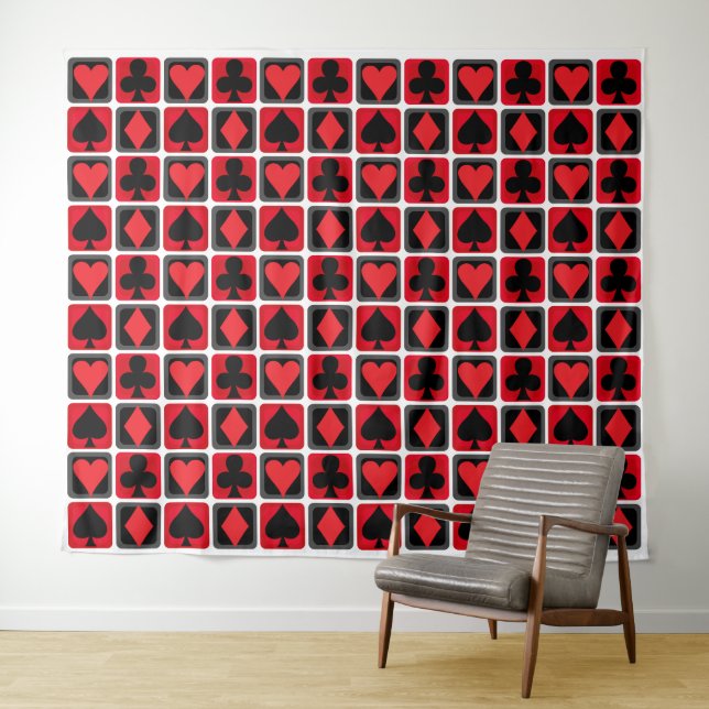 Casino Poker Large Suit Print Backdrop Tapestry  (In Situ (Horizontal))
