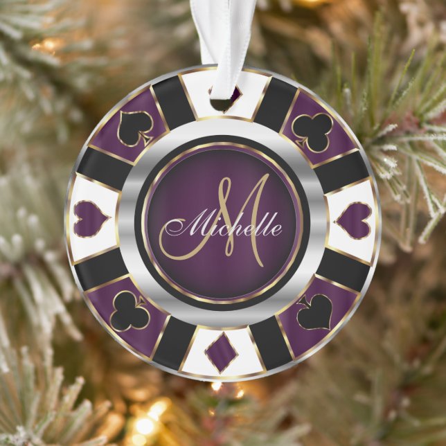 Casino Poker Monogram Chip - Purple Ornament (Tree)