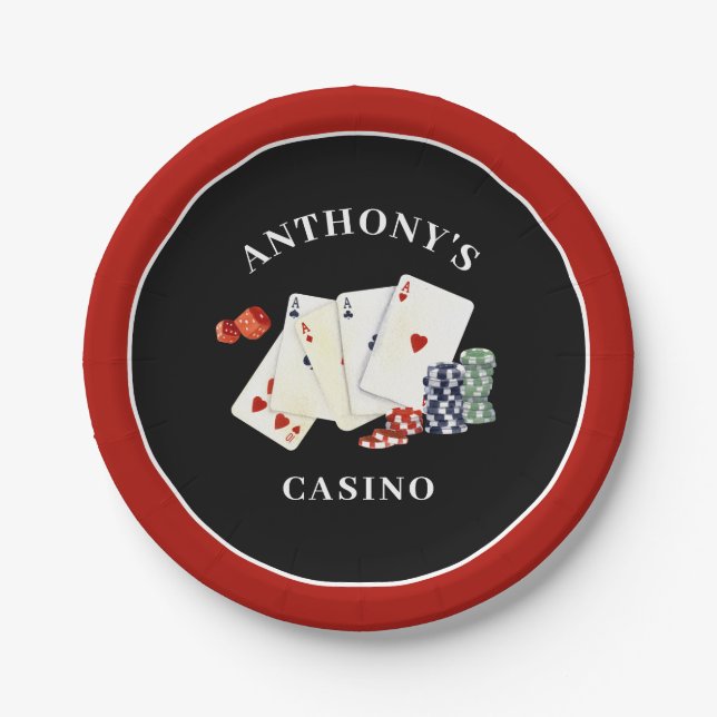 Casino Poker Party Personalized Paper Plate (Front)