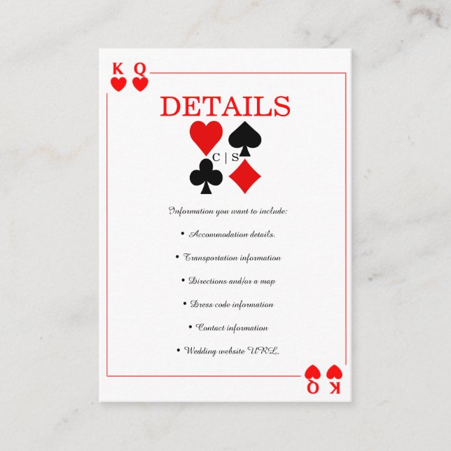 Casino Poker | Vegas | Encart pour cartes à jouer  (Devant)