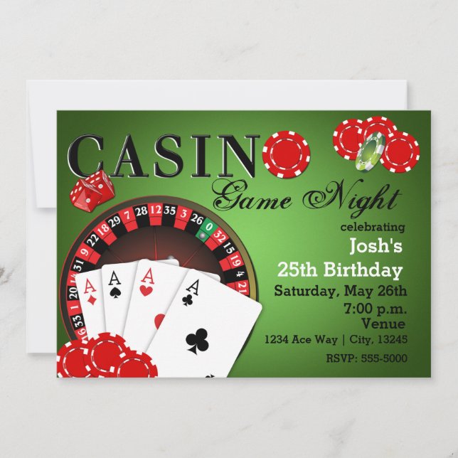 CASINO Poker Vegas Party Anniversaire Invitations (Devant)