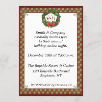Casino Poker Wreath Holiday Invitation
