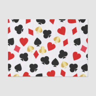 Casino Red, Black and Gold Card Suit Gambling   Tissue Paper