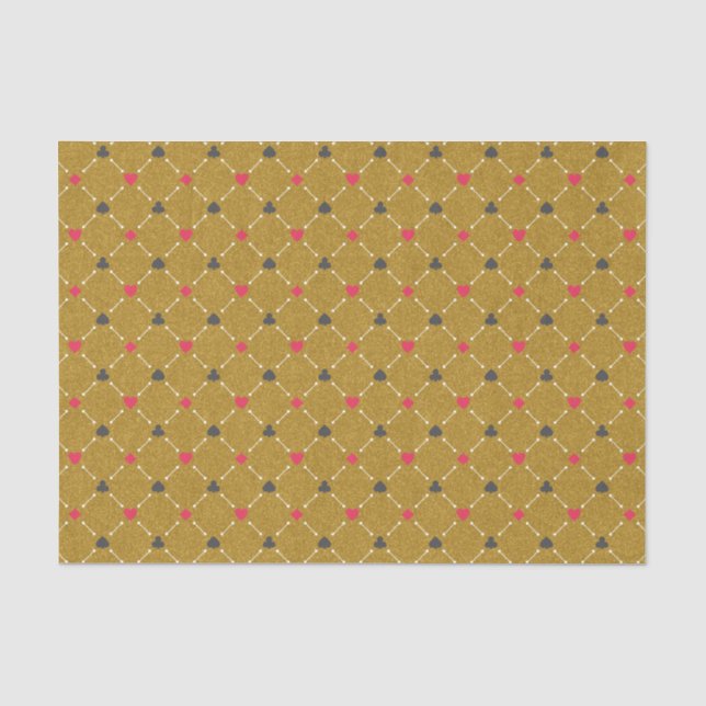 Casino Red, Black Gold Gambling Poker Card Suit  Tissue Paper (Front)