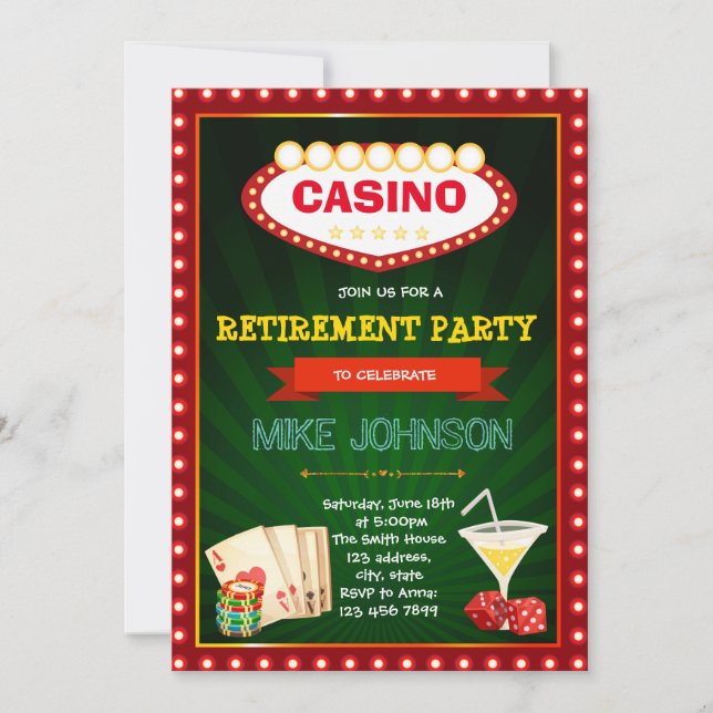 Casino Retirement party invitation (Front)