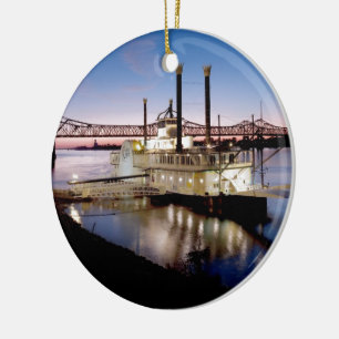 Casino Riverboat at Dusk Ceramic Ornament