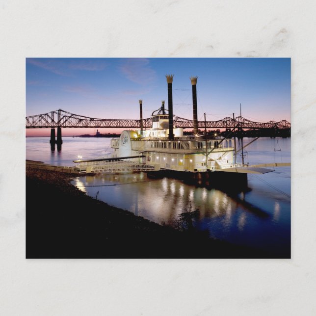 Casino Riverboat at Dusk Postcard (Front)