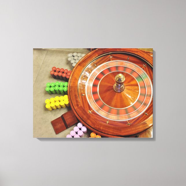 casino roulette spinning rotate gambling canvas print (Front)