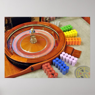 casino roulette spinning rotate gambling poster