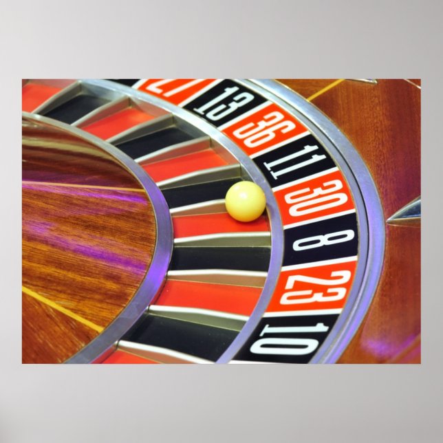 casino roulette wheel ball number 30 gambling poster (Front)