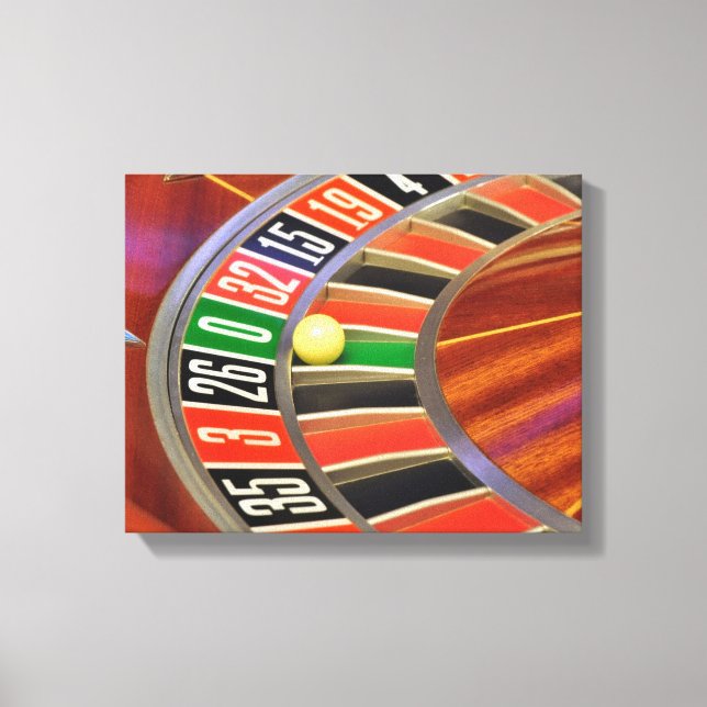 casino roulette wheel ball number zero gambling canvas print (Front)