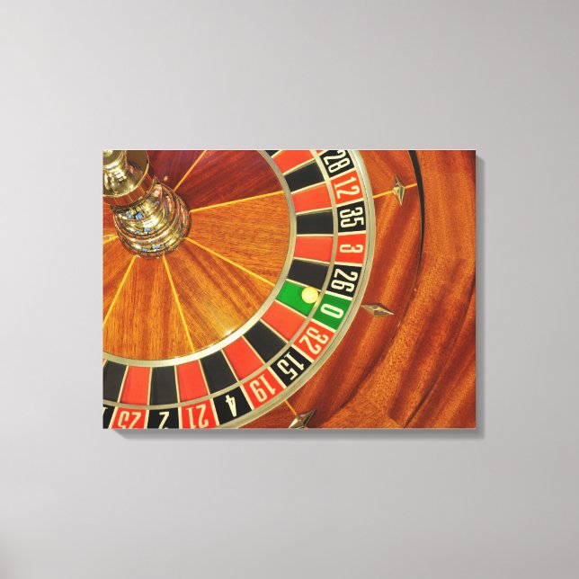 casino roulette wheel ball number zero gambling canvas print (Front)