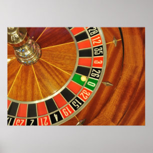 casino roulette wheel ball number zero gambling poster