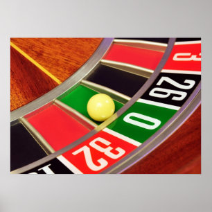 casino roulette wheel ball number zero gambling poster