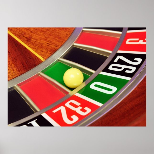 casino roulette wheel ball number zero gambling poster (Front)